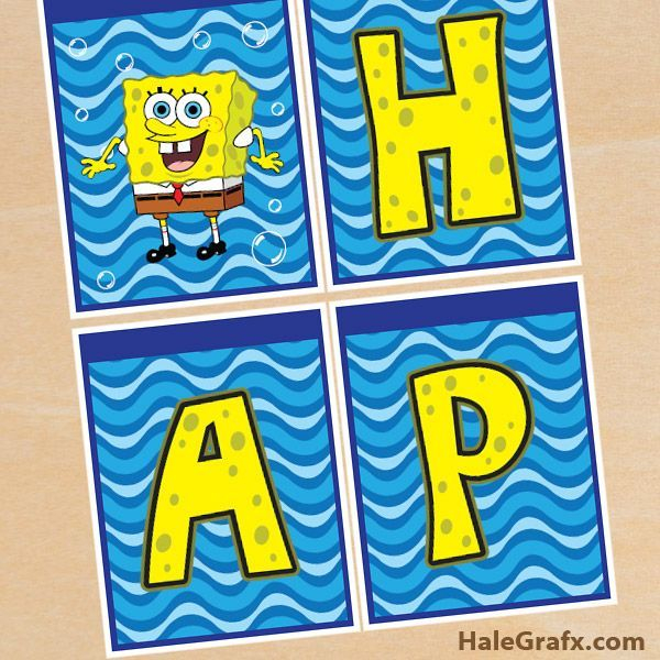 Spongebob Birthday Banner FREE Printable Spongebob Squarepants Bi