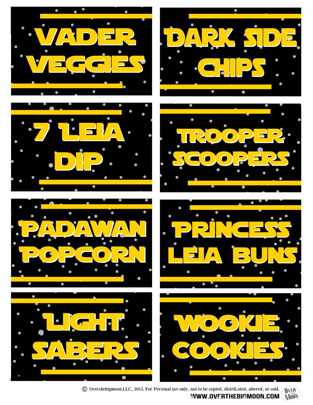 STAR WARS PARTY PRINTABLES THEMED FOOD TAGS Star Wars Party 