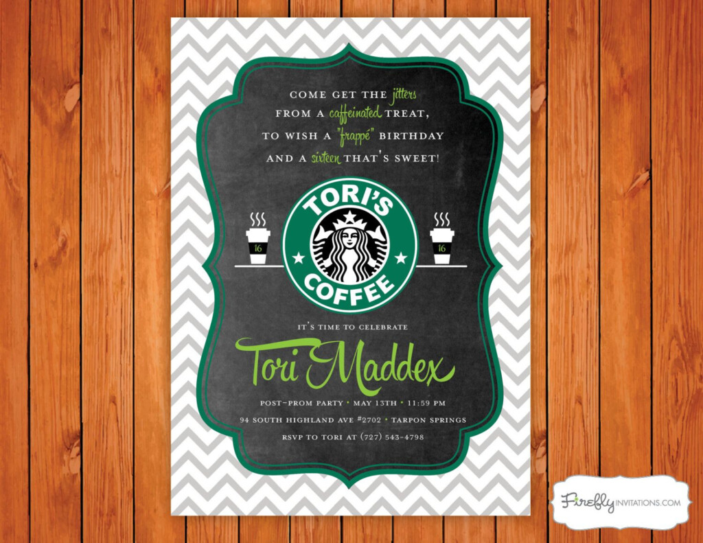 Starbucks Coffee Birthday Party Invitation Starbucks Birthday 