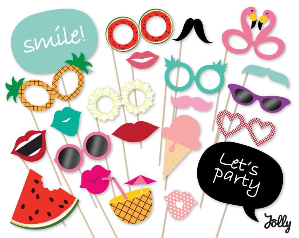 Summer Party Photo Booth Props Printable PDF Flamingo Party Etsy 