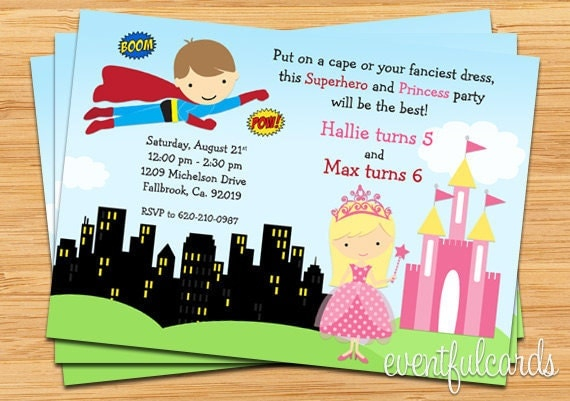 Superhero And Princess Party Invitations Free Printable Printable 