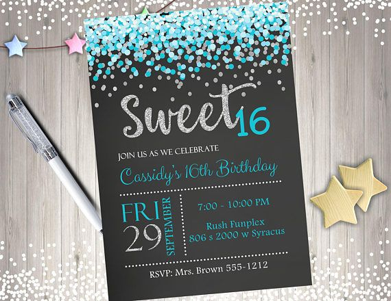 Sweet 16 Birthday Invitation THIS IS A DIGITAL FILE WE EDIT YOU 