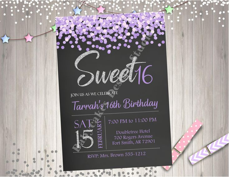 Sweet 16 Birthday Party Invitation Invite Digital Printable Etsy 