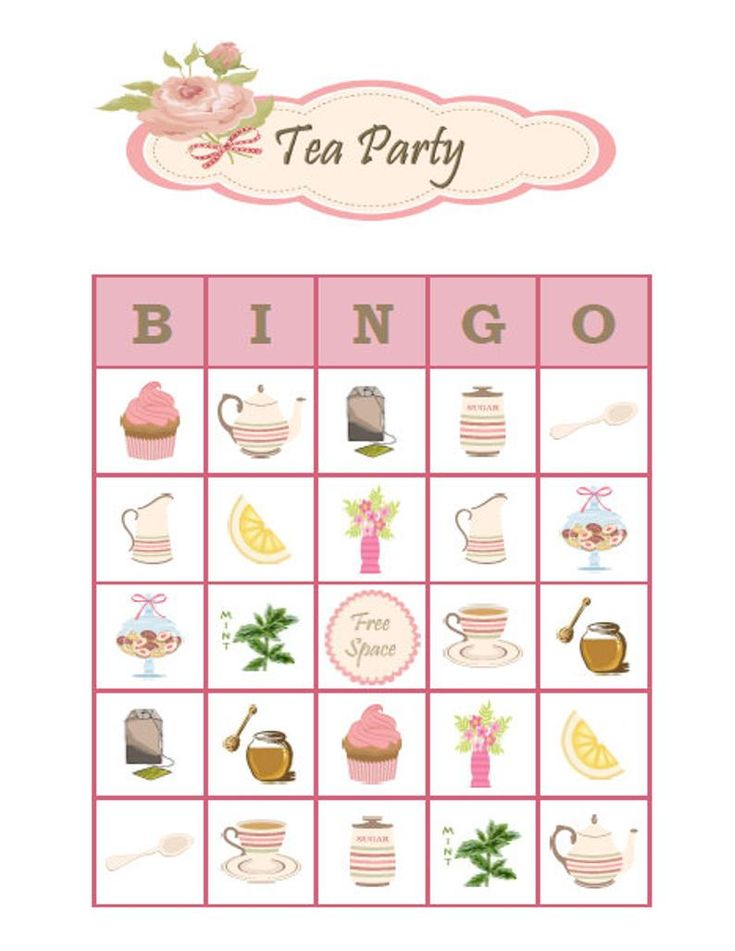 Tea Party Bingo 30 Printable Bingo Game Cards For Girls Etsy Tea 