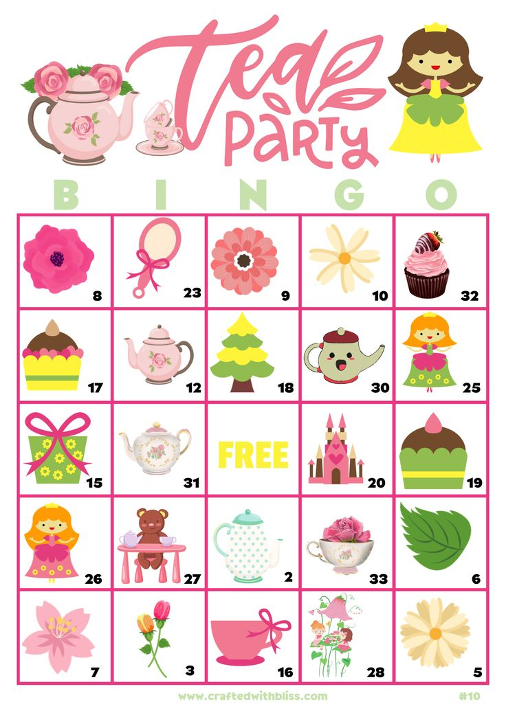 Tea Party Bingo For Kids Tea Party Bingo Birthday Party Etsy Bingo 