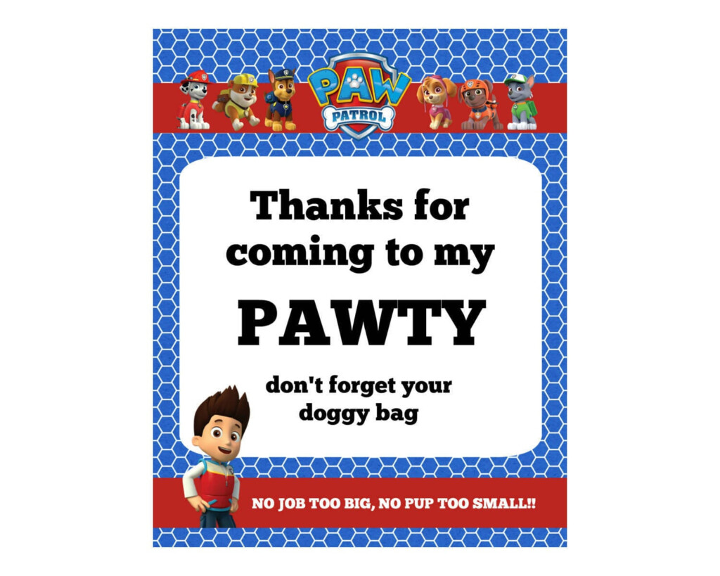 Thanks For Coming To My Pawty Paw Patrol Printable Etsy