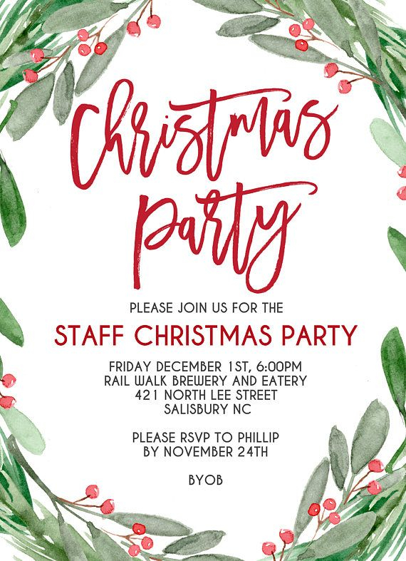 This Printable Christmas Party Invite Is So Pretty Festive I Love It 