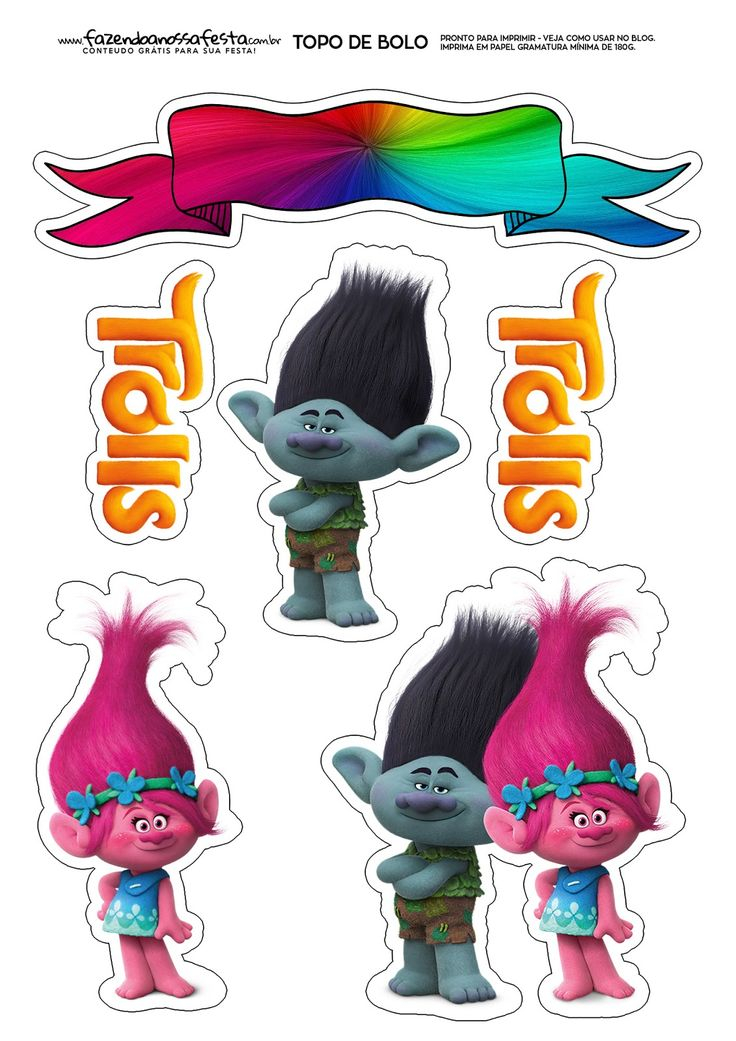 Trolls Free Printable Cake Toppers Oh My Fiesta In English Bolo