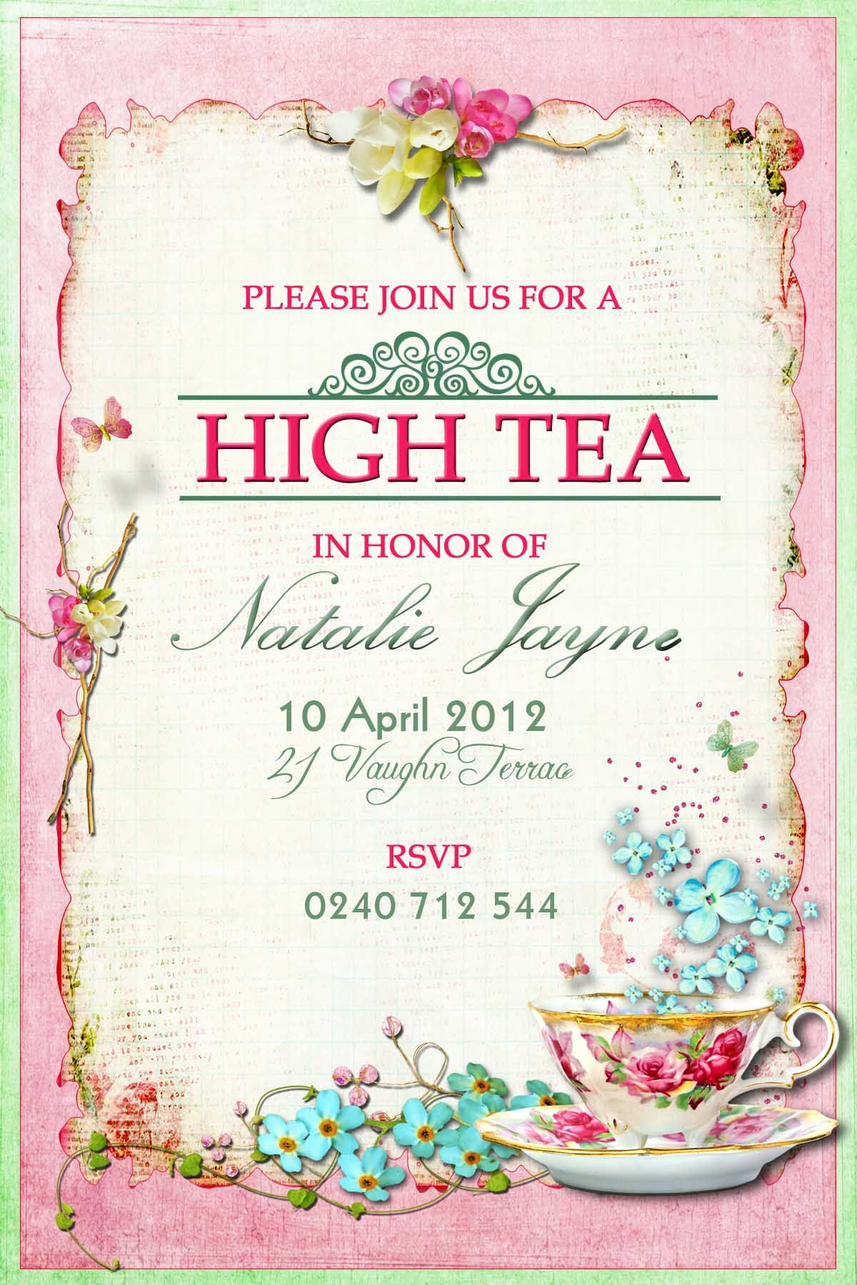 Victorian High Tea Party Invitations Surprise Party Invitation High