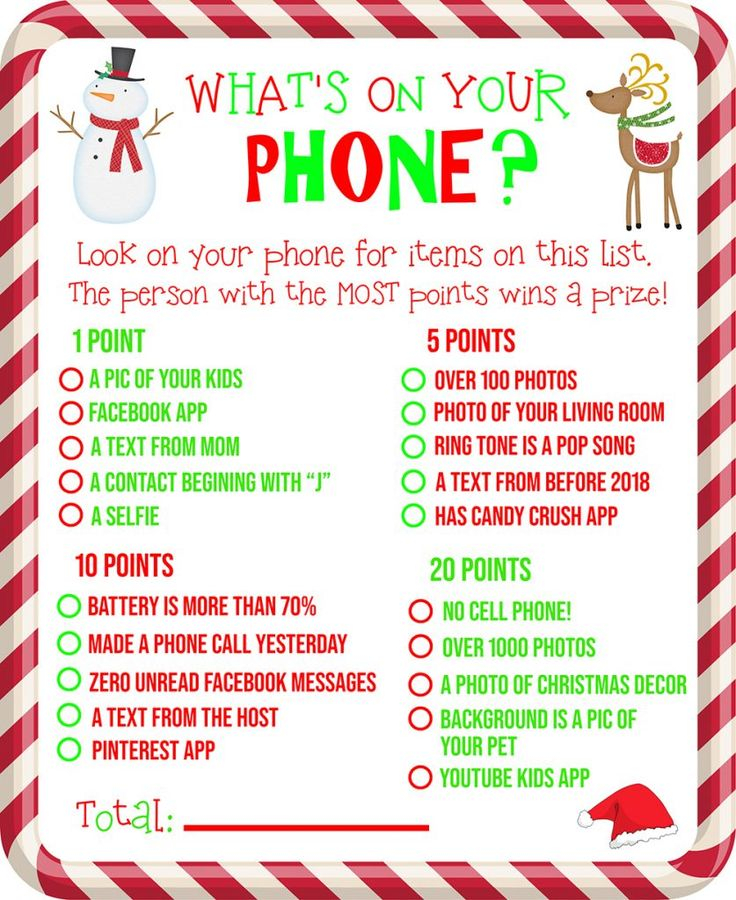 What s On Your Phone Christmas Party Game FREE PRINTABLE Christmas 