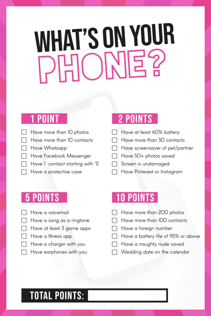 What s On Your Phone Game Hen Party Games Hen Party Hen Party 