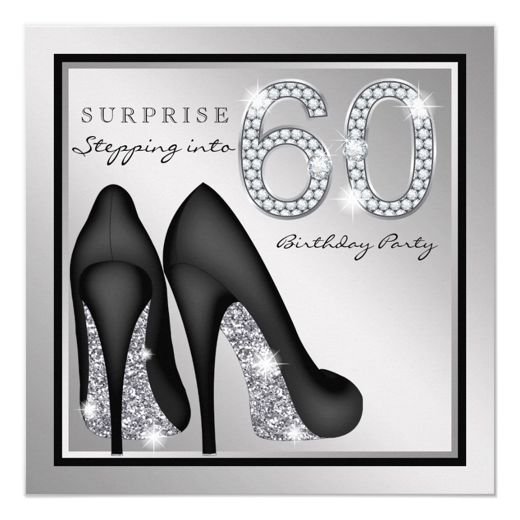 Womans Surprise 60th Birthday Party Silver Card In 2020 60th Birthday 