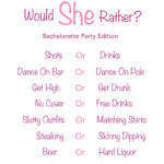 Would She Rather Bachelorette Party Edition Printable In 2020